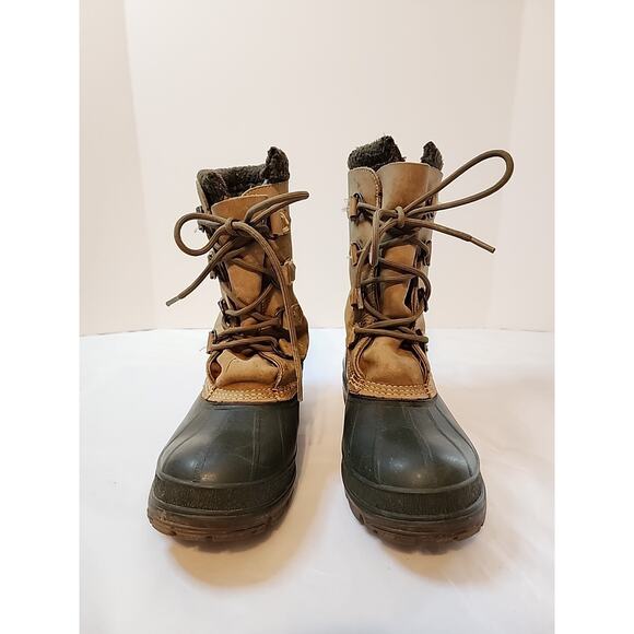 Ll Bean Mens Duck Boots Winter Insulated Size 7 Brown Leather Rubber Wool main image 16